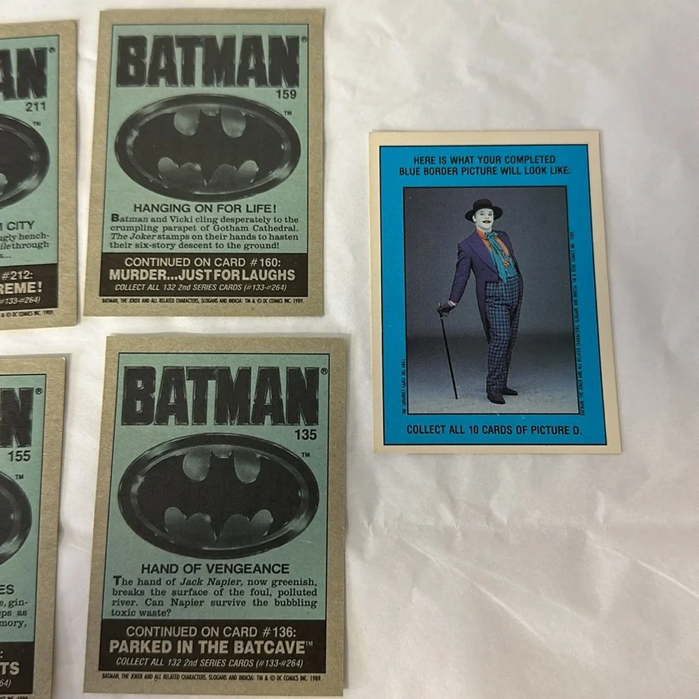 Vintage 1989 Topps Batman Movie trading cards 10 Total
